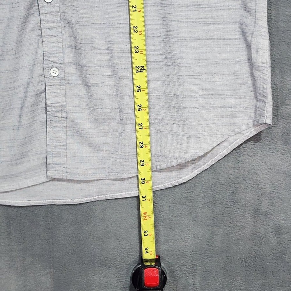 Paper Denim Cloth Button Down Shirt Slim Fit Stretch Fabric Gray Large - Picture 8 of 8